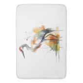 水彩美しい鶴 バスマット (正面縦)