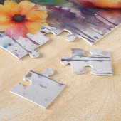 水彩美しい黒人女性と花 ジグソーパズル (側面)