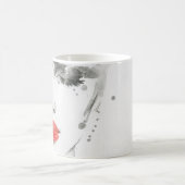 水彩美しい:メスポートレートイラストレーション コーヒーマグカップ (中央)