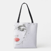 水彩美しい:メスポートレートイラストレーション トートバッグ (裏面)