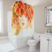 水彩美女リース シャワーカーテン (インサイチュ)