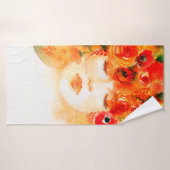 水彩美女リース バスタオル (バスタオル)