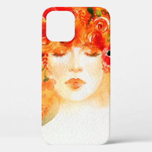 水彩美女リース iPhone 12ケース