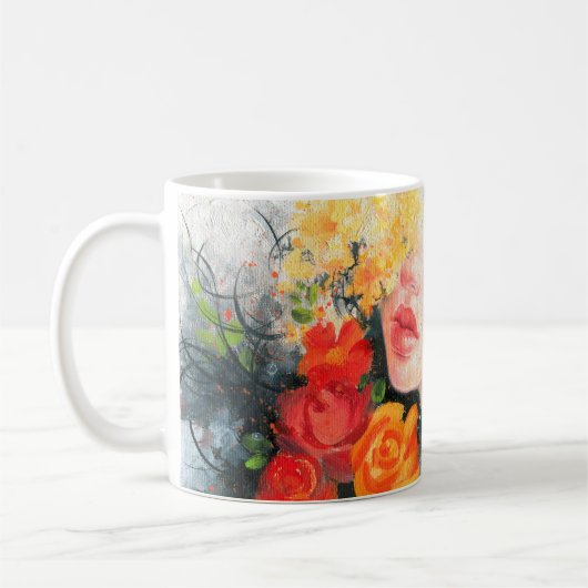 水彩美女花 コーヒーマグカップ (左)