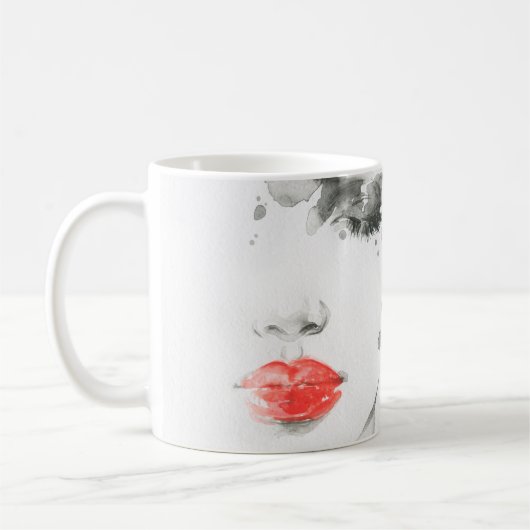 水彩美女顔 コーヒーマグカップ (左)