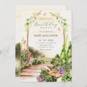 水彩美学フローラ園の誕生日 招待状 (正面/裏面)