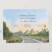 水彩美学自然結婚景観 招待状 (正面/裏面)