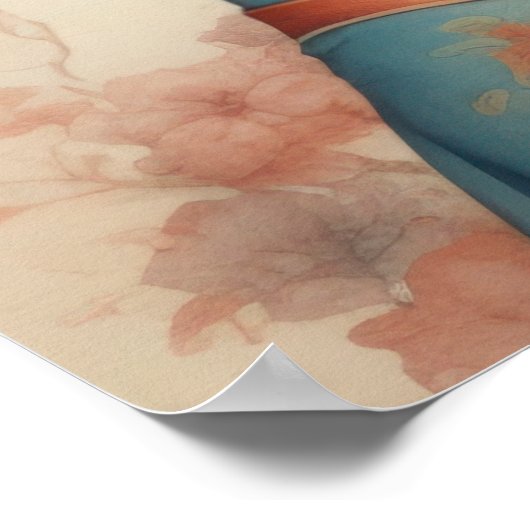 水彩美絵画しいアジアの花 ポスター (角)