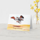 水彩美術素晴らし飛んでいる空手マスターキック カード (黄色い花)