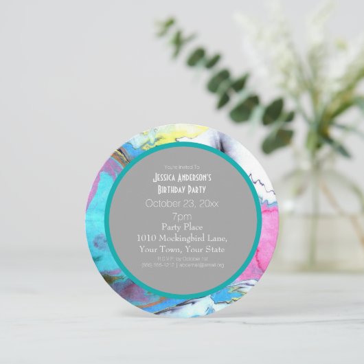 水彩美術絵を描生誕生会 招待状 (スタンド正面)