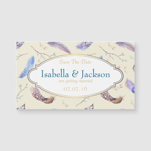 水彩羽とフレームファンシー日付を保存 (正面)