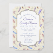 水彩羽パターンファミリー懇親会 招待状 (正面)