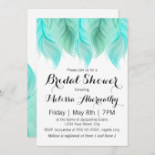 水彩羽ブライダルシャワー 招待状 (正面/裏面)