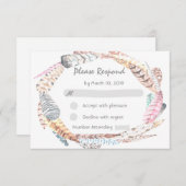 水彩羽ボヘミアン素朴ウェディングRSVP 出欠カード (正面/裏面)