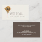 水彩羽毛ダスターホーム洗浄アイボリー 名刺 (正面/裏面)