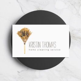 水彩羽毛ダスターホーム清掃サービス 名刺