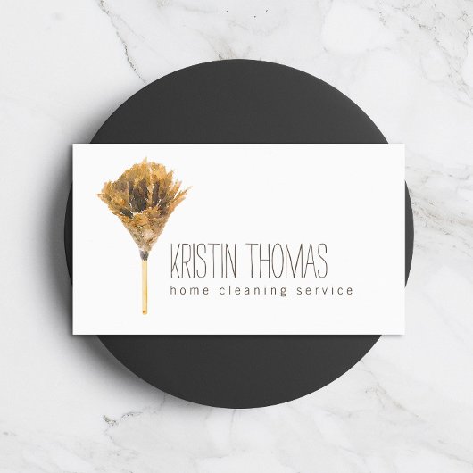 水彩羽毛ダスターホーム清掃サービス 名刺