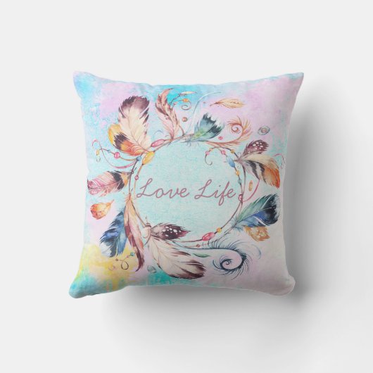 水彩羽毛枕 クッション (裏面)