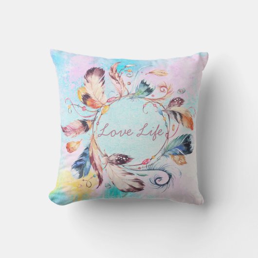 水彩羽毛枕 クッション (正面)