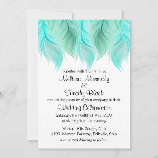 水彩羽結婚の 招待状 (正面)