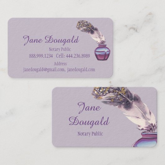 水彩羽芸術的ペンクラシック公証人バス 名刺 (正面/裏面)