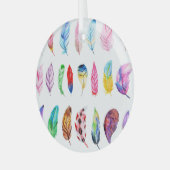 水彩羽：美しいコレクションヴィンテージ。 ガラスオーナメント (正面左)