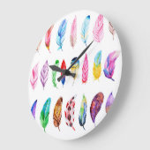 水彩羽：美しいコレクションヴィンテージ。 ラージ壁時計 (傾斜)