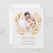 水彩羽〔雄ジカの〕枝角写真の保存日付 案内ポストカード (正面/裏面)