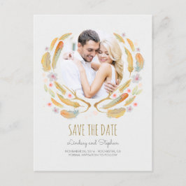 水彩羽〔雄ジカの〕枝角写真の保存日付 案内ポストカード