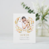 水彩羽〔雄ジカの〕枝角写真の保存日付 案内ポストカード (スタンド正面)