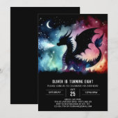 水彩翼ドラゴン誕生日カスタマイズ 招待状 (正面/裏面)