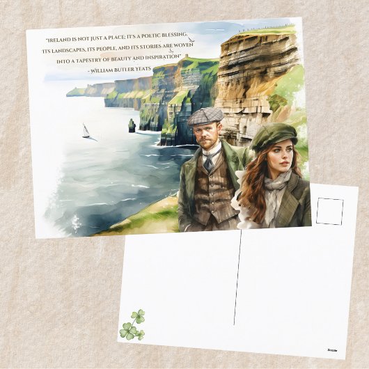 水彩聖パトリックの日アイリッシュ引用文イェーツ シーズンポストカード