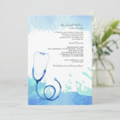 水彩聴診器招待状 招待状 (スタンド正面)