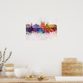 水彩背景のスカイラインをアミューズ ポスター (キッチン)