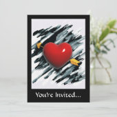 水彩背景の赤いハートの絵 招待状 (スタンド正面)