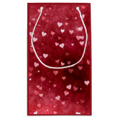 水彩背景ピンクハート スモールペーパーバッグ (裏面)