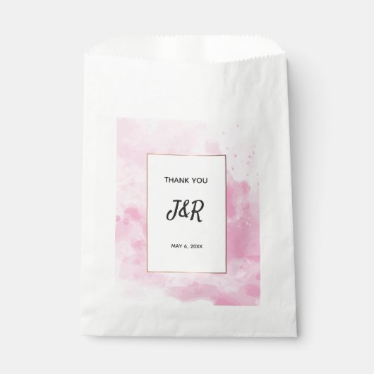 水彩背景ピンク結婚のロマンチック フェイバーバッグ (正面)
