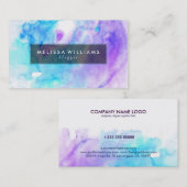 水彩背景モダン紫と青 名刺 (正面/裏面)