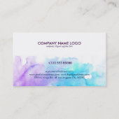 水彩背景モダン紫と青 名刺 (裏面)
