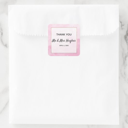 水彩背景ロマンチック結婚な感謝していら スクエアシール (バッグ)