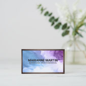 水彩背景 |木製縁ど 名刺 (スタンド正面)