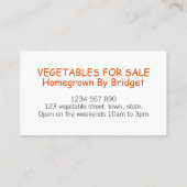 水彩自家栽培野菜柄 名刺 (裏面)