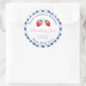 水彩自家製いちごジャムのラベル ラウンドシール (バッグ)