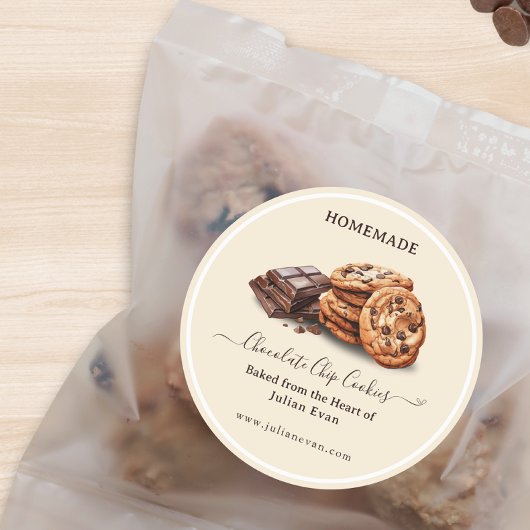 水彩自家製チョコレートチップクッキーシール ラウンドシール