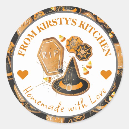 水彩自家製ハロウィン素朴クッキー ラウンドシール (正面)