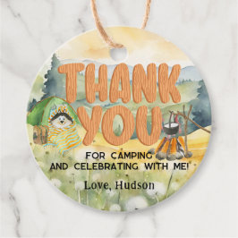 水彩自然かわいいキャンプ犬ありがとう フェイバータグ