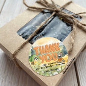 水彩自然かわいいキャンプ犬ありがとう ラウンドシール