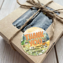 水彩自然かわいいキャンプ犬ありがとう ラウンドシール