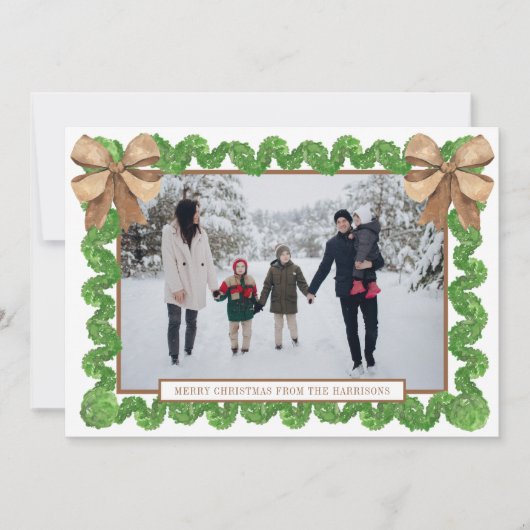 水彩自然のBurlap Bowガーランド写真 シーズンカード (正面)