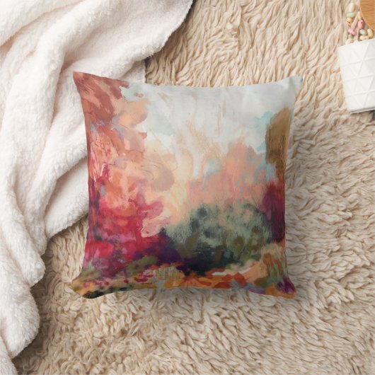 水彩自然カラフルオレンジ赤グリーン青 クッション (ブランケット)